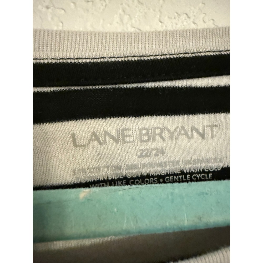 Lane Bryant Womens Striped Gold Dot Long Sleeve Top Plus Size 22 24 - Picture 2 of 3